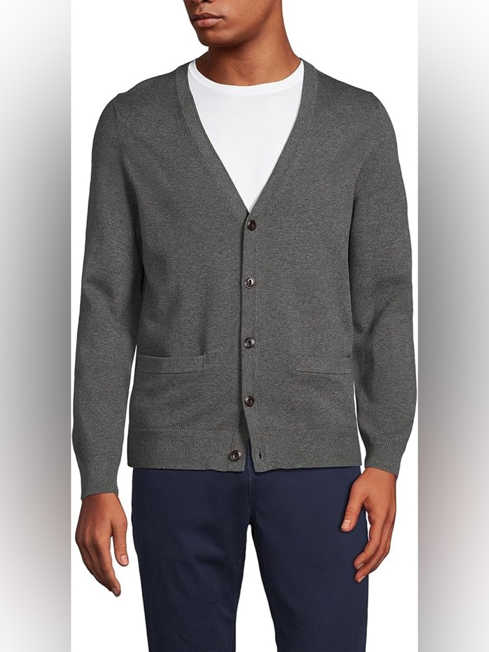 Banana Republic Men's Dark Gray V-Neck Button Cardigan, silk, cotton, cashmere